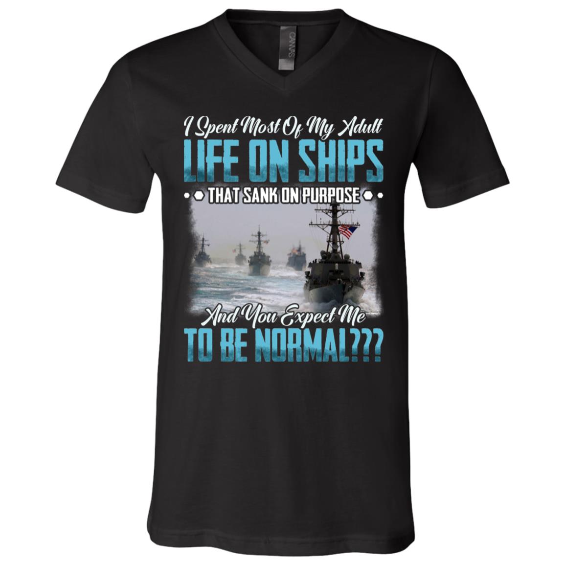 I Spent Most Of My Adult Life, Black, V-Neck T-Shirt