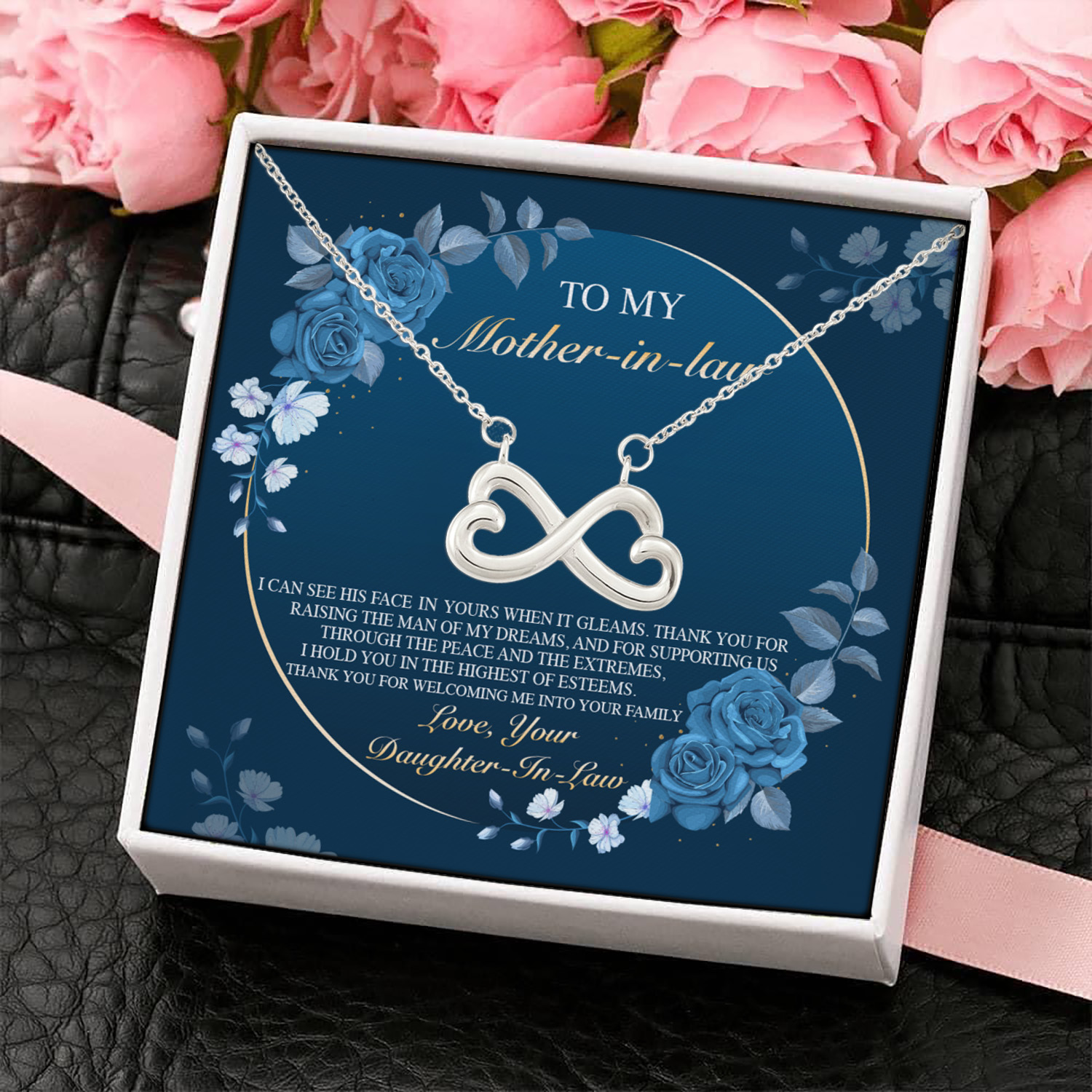 6O. Mother In Law(6) copy Infinity Heart Necklace (Silver) 4