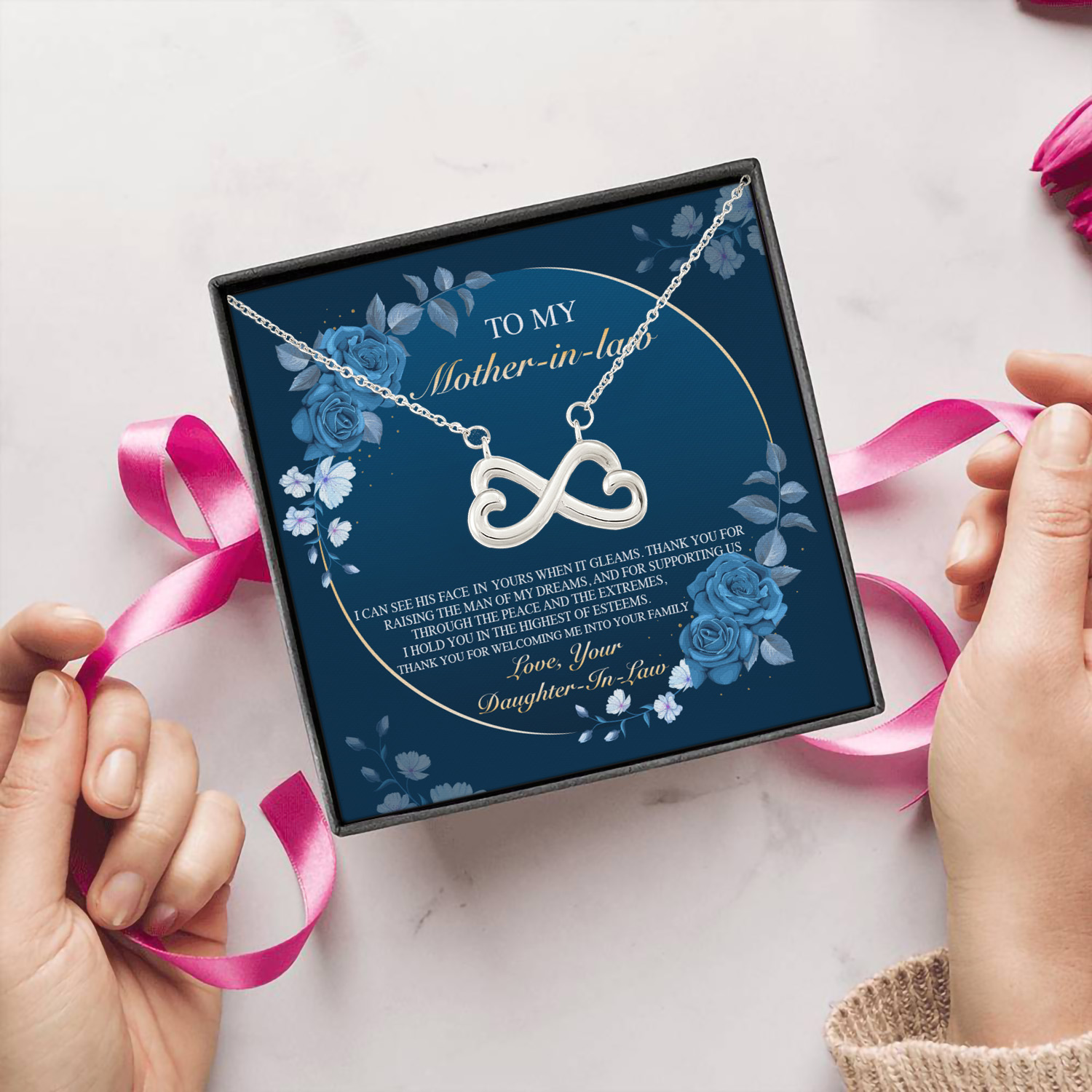 6O. Mother In Law(6) copy Infinity Heart Necklace (Silver) 5