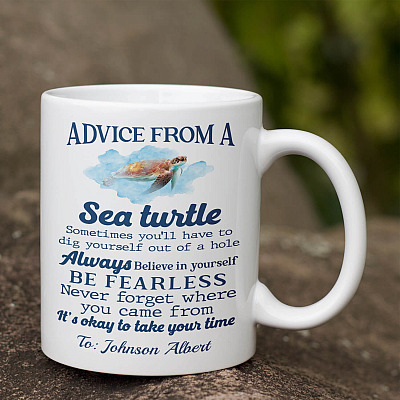 Alternative view of Personalized Sea Turtle Ceramic Coffee Mug - You'll Have To Dig Yourself Out Of A Hold Water Bottle