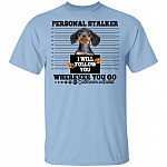 Dachshund Personal Stalker, Light Blue, Unisex T-Shirt