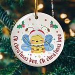 Oh Christmas Cute Bee Christmas Holiday Flat Circle Ornament Keepsake
