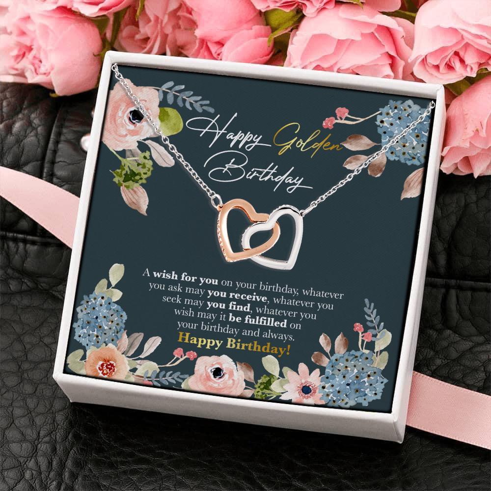 7VT. Happy Golden Birthday Interlocking Hearts Necklace 4