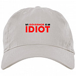 My Governor Is an Idiot, White, Brushed Twill Dad Cap