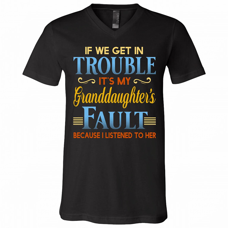 If We Get In Trouble It's My T-shirt - V-neck, Black, V-Neck T-Shirt