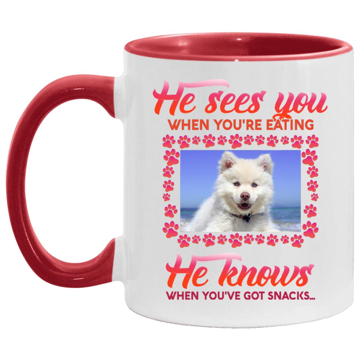 Personalized Photo Accent Mug, White/Red, 11 oz. Accent Mug