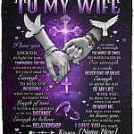 Personalized to My Wife I Love You Blanket, White, Cozy Plush Fleece Blanket - 50x60