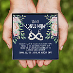 9VT. To My Bonus Mom Infinity Heart Necklace (Silver)
