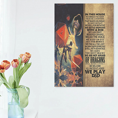 Alternative view of In This House We Play D And D Framed Canvas - Unframed Poster - D And D Boardgame Wall Art