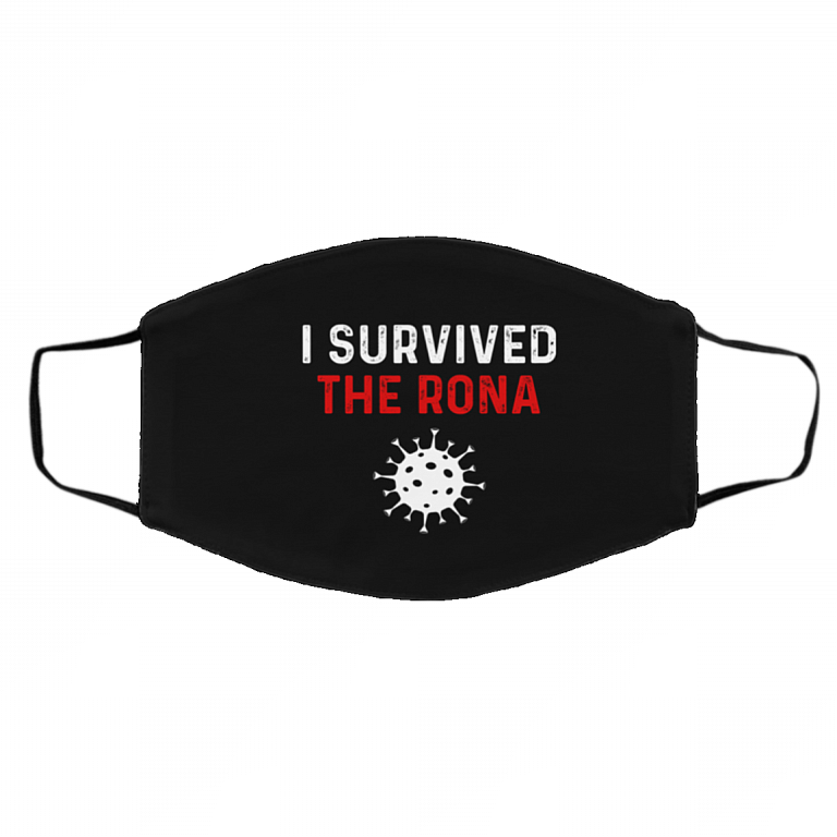 I Survived The Rona Washable Reusable Custom Printed Cloth Face Mask Cover, White, Cloth Face Cover – Medium/Large