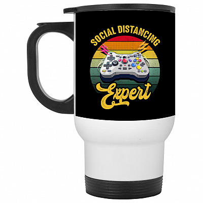 14 oz. White Travel Mug