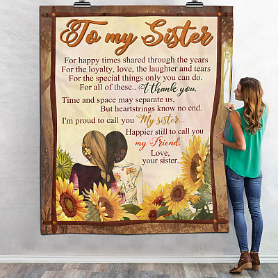 Alternative view of Sunflower To My Sister For Happy Times Shared Through The Years Fleece - Mink Sherpa Blanket - Sister Gifts