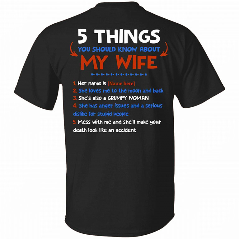 Personalized You Should Know About My Wife, Black, Unisex T-Shirt