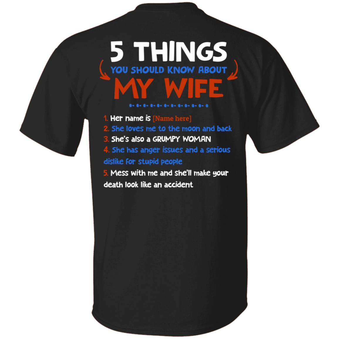Personalized You Should Know About My Wife, Black, Unisex T-Shirt