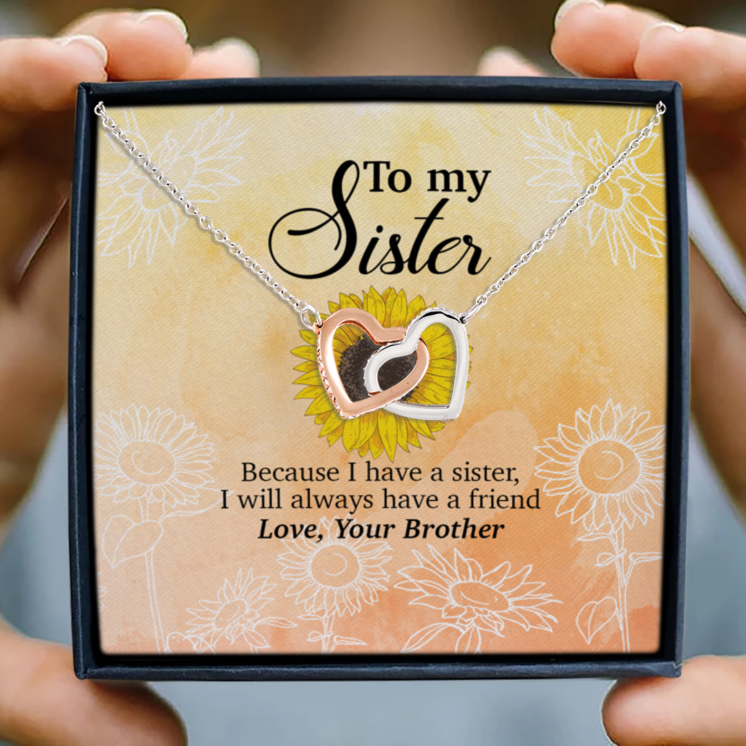 4KT. To My Sister(5) Interlocking Hearts Necklace 3