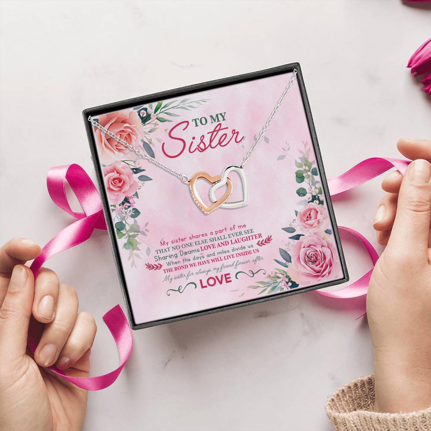 88 HG_ To My Sister My Sister Shares(5) Interlocking Hearts Necklace 5