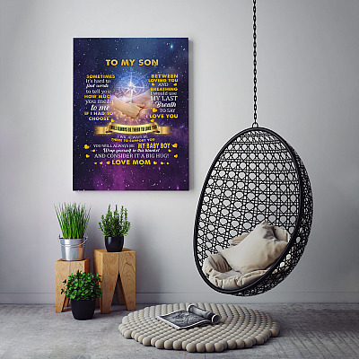 Alternative view of To My Son Bethlehem Framed Canvas - Hard To Find Words To Tell How You Mean To Me Unframed Poster