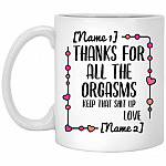 Personalized Thanks for All, White, 11 oz. White Mug