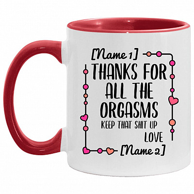 Personalized Thanks for All, White/Red, 11 oz. Accent Mug