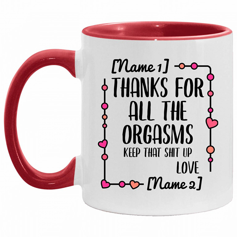 Personalized Thanks for All, White/Red, 11 oz. Accent Mug