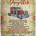 Trucker Dad Mink Blanket Daughter, White, Cozy Plush Fleece Blanket - 50x60
