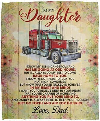 Trucker Dad Mink Blanket Daughter, White, Cozy Plush Fleece Blanket - 50x60