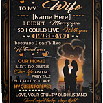 Personalized Grumpy Husband To My Wife, White, Cozy Plush Fleece Blanket - 50x60