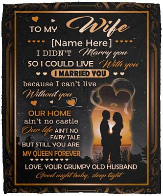 Personalized Grumpy Husband To My Wife, White, Cozy Plush Fleece Blanket - 50x60