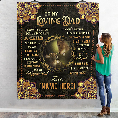 Alternative view of Personalized to My Loving Dad I Know It's Not Easy for A Man to Raise a Child Fleece Blanket - Mink Blanket