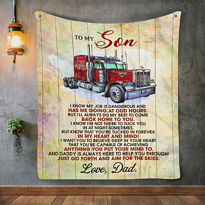 Alternative view of Trucker Dad Mink Blanket For Son - I Know My Job Is Dangerous And Has Me Going At Odd Hours Woven Blanket