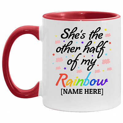 Personalized Lgbt Gift Accent Mug, White/Red, 11 oz. Accent Mug