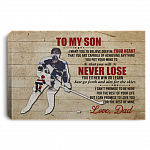 From Dad To My Son Hockey Player Life Saying Framed Canvas Unframed Poster - Proud Dad Son Hockey Wall Art, White, 0.75'' Framed Canvas
