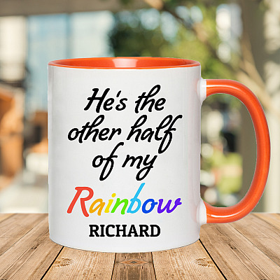 Alternative view of Personalized Lgbt Gift - He's the Other Half of My Rainbow Accent Mug