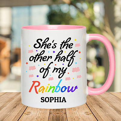 Alternative view of Personalized Lgbt Gift - She's the Other Half of My Rainbow Accent Mug