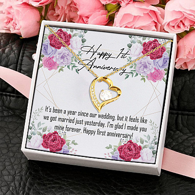 Happy First Anniversary I Love You Forever and Always Romantic Gift Forever Love Pendant Necklace