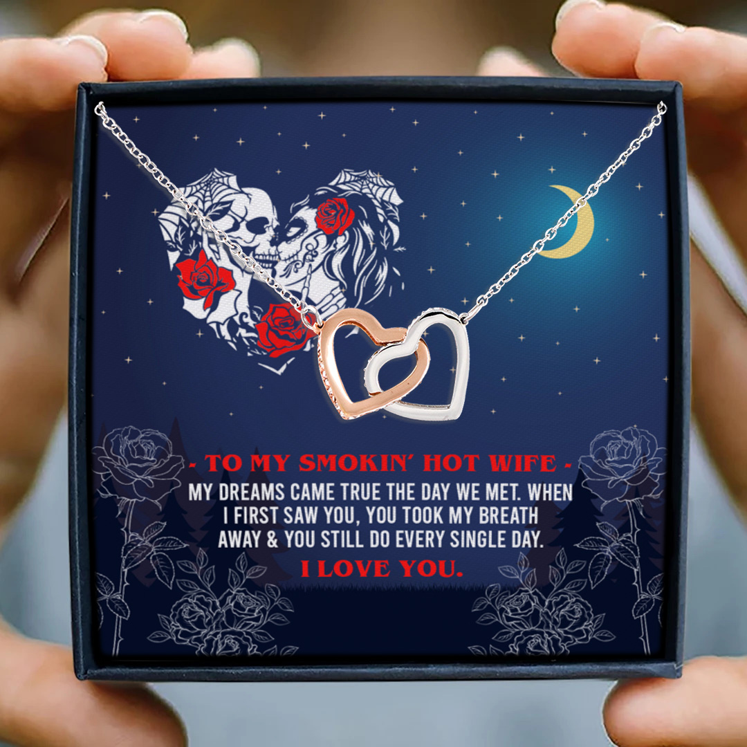 galaxy 3KT. To My Smokin' Hot Wife Interlocking Hearts Necklace 3