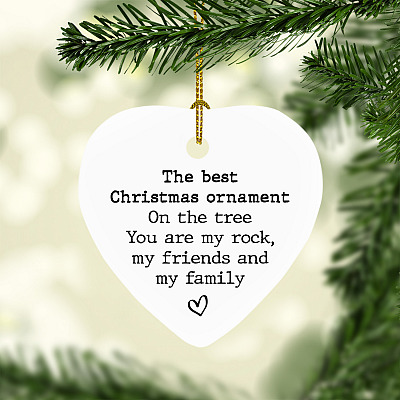 You Are My Rock My Friends My Family Decorative Christmas Ornament Keepsake - Holiday Flat Heart Ornament