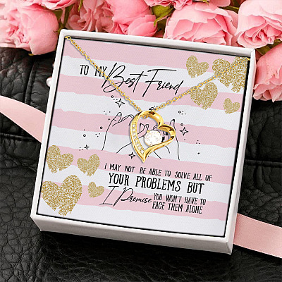 Alternative view of To My Best Friend I Promise You Won't Have To Face Your Problems Alone Forever Love Heart Pendant Necklace