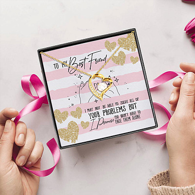 To My Best Friend I Promise You Won't Have To Face Your Problems Alone Forever Love Heart Pendant Necklace