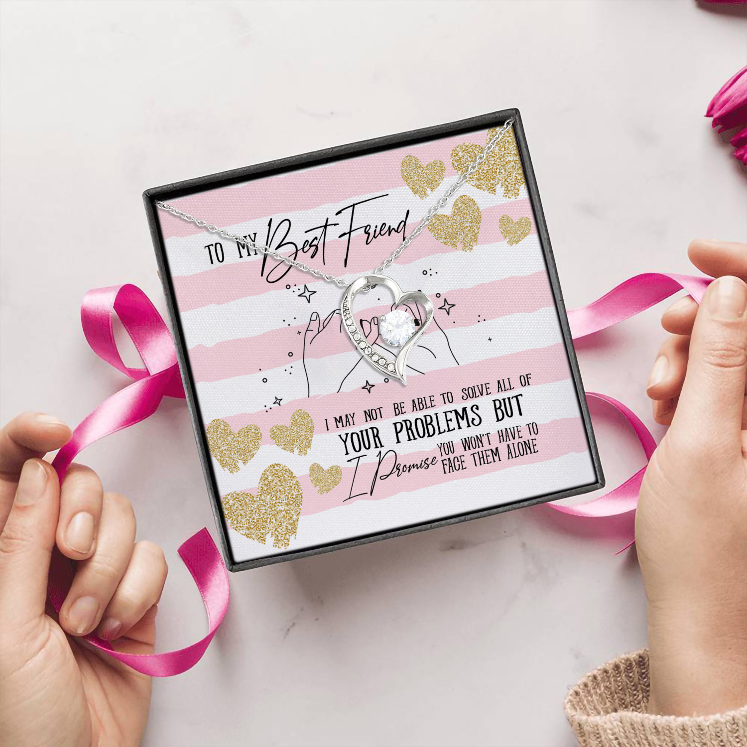 1Th. To My Best Friend(4) Forever Love Necklace (Silver) 5