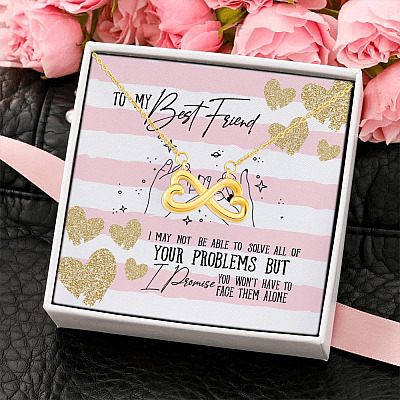 Alternative view of To My Best Friend I Promise You Won't Have To Face Your Problems Alone Infinity Heart Pendant Necklace