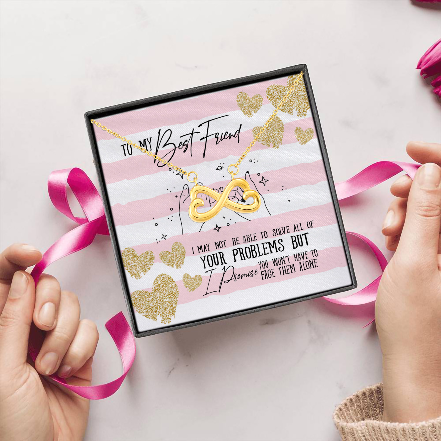 1Th. To My Best Friend(4) Infinity Heart Necklace (Gold) 5