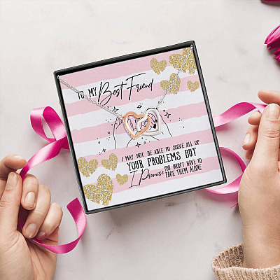 To My Best Friend I Promise You Won't Have To Face Your Problems Alone Interlocking Hearts Pendant Necklace