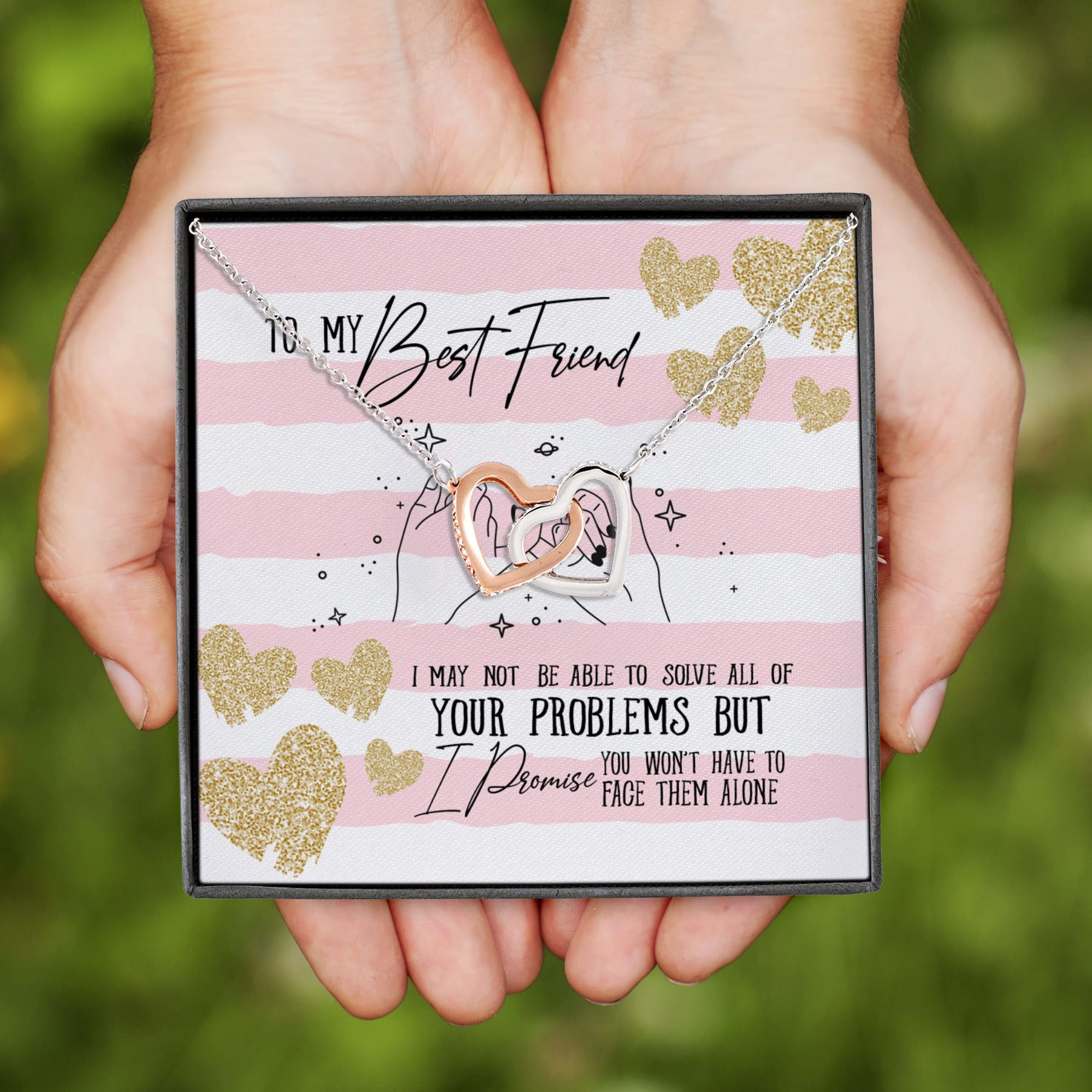 1Th. To My Best Friend(4) Interlocking Hearts Necklace