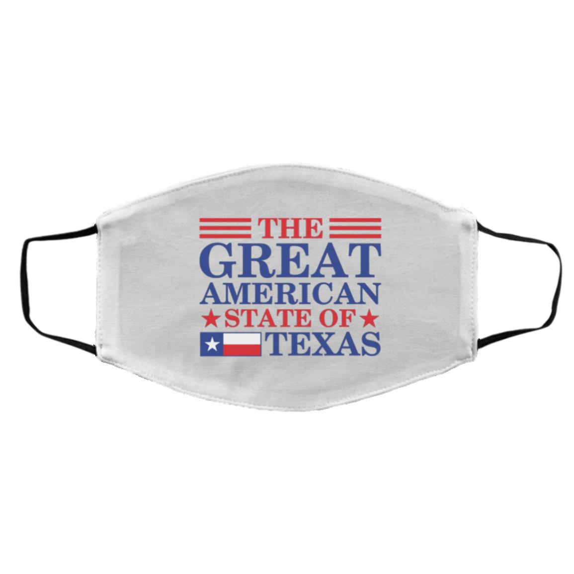 The Great American State of Texas Face Mask, White, Cloth Face Cover – Medium/Large The Great American State of Texas Face Mask, White, Cloth Face Cover – Medium/Large