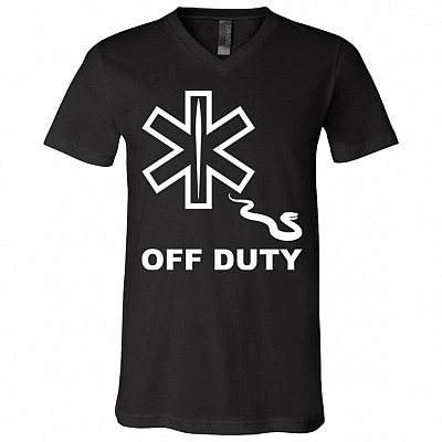 Off Duty Funny Healthcare Worker T-Shirt, Black, V-Neck T-Shirt