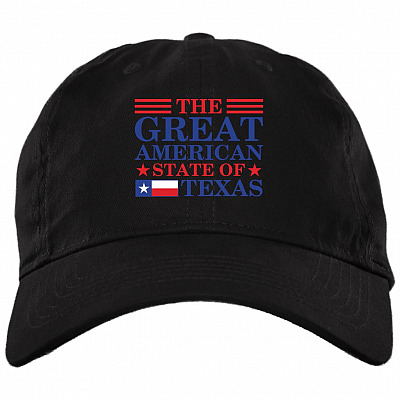 The Great American State of Texas - Cap, Black, Brushed Twill Dad Cap