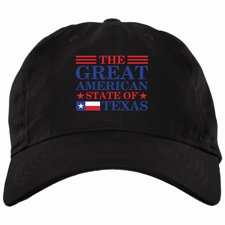 The Great American State of Texas - Cap, Black, Brushed Twill Dad Cap