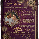 Personalized Photo Wife to My Husband, White, Cozy Plush Fleece Blanket - 50x60