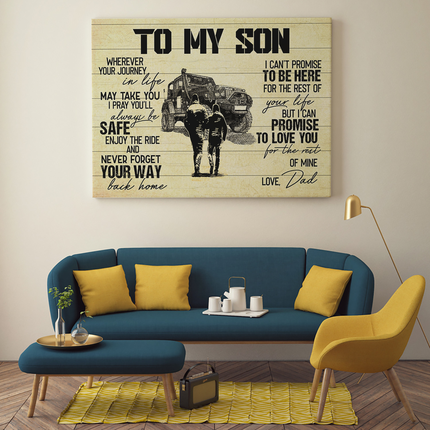 3VT. To My Son Off-roading canvas mockup